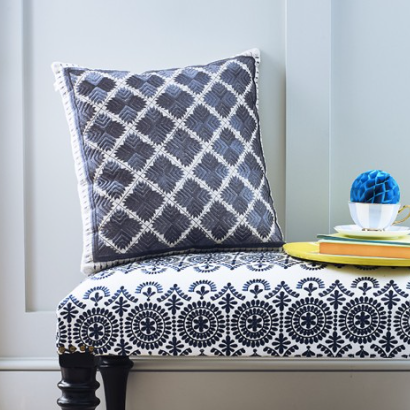 Phulkari embroidered cushion - grey