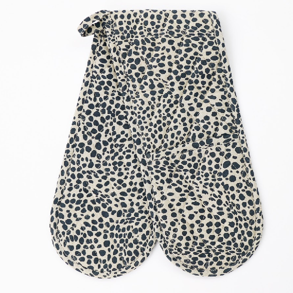 Navy animal print double oven glove