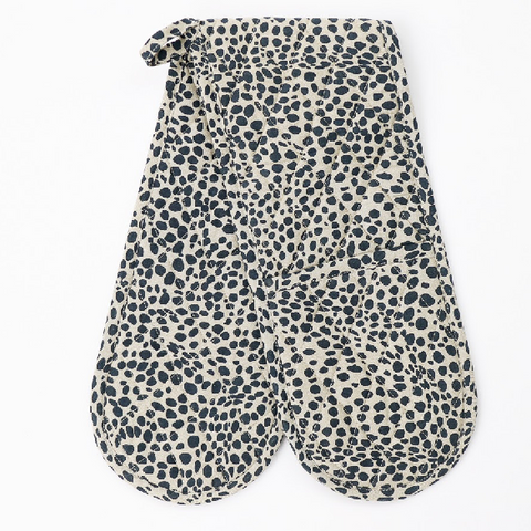 Navy animal print double oven glove