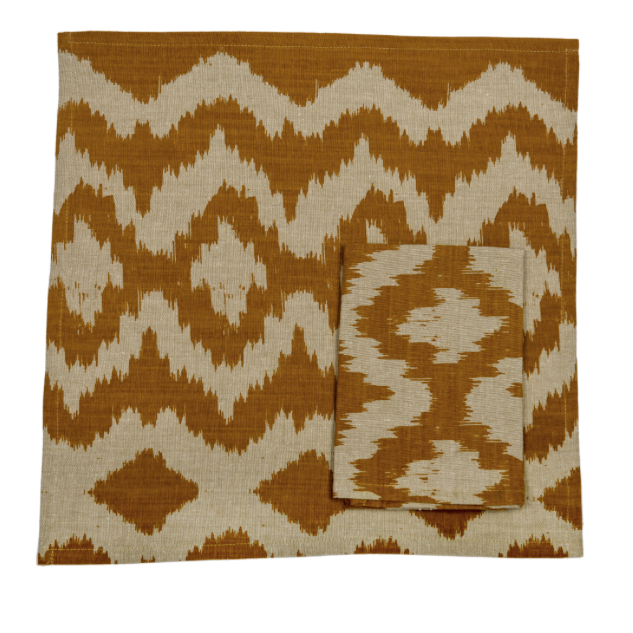 Ikat napkins mustard - set of four