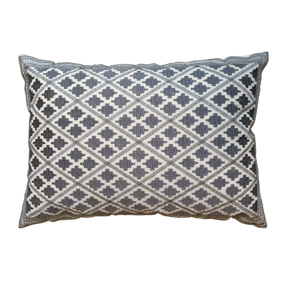 Timbuktu embroidered cushion - grey