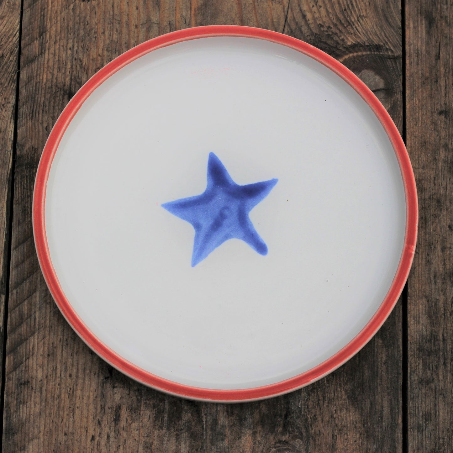 Ceramic children's plate - red and blue