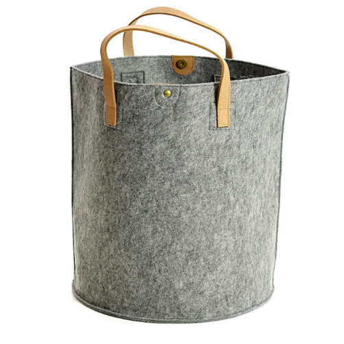 Grey felt storage basket