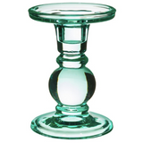 Short glass candle holder - turquoise