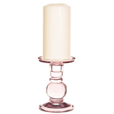 Short glass candle holder - pink