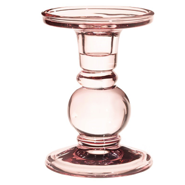 Short glass candle holder - pink