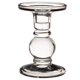 Short glass candle holder - grey