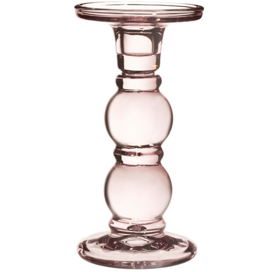 Tall glass candle holder - pink