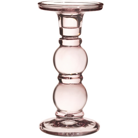 Tall glass candle holder - pink