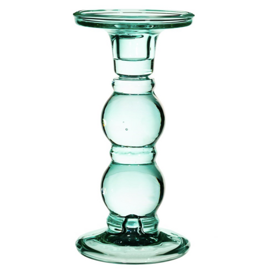 Tall glass candle holder - turquoise