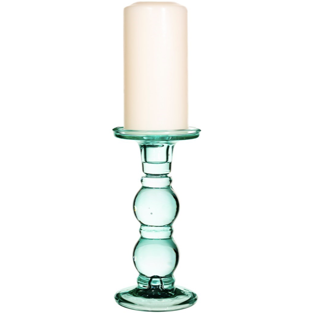 Tall glass candle holder - turquoise