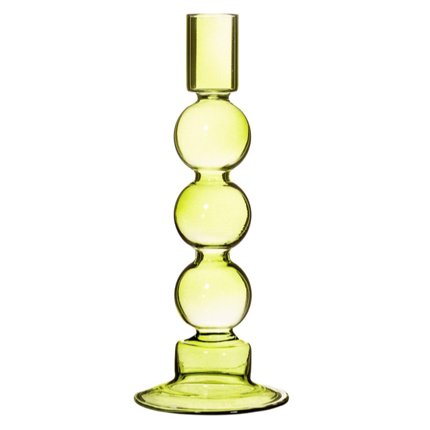 Bubble glass candle holder - olive