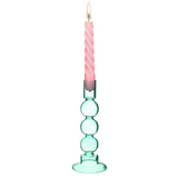 Bubble glass candle holder - turquoise