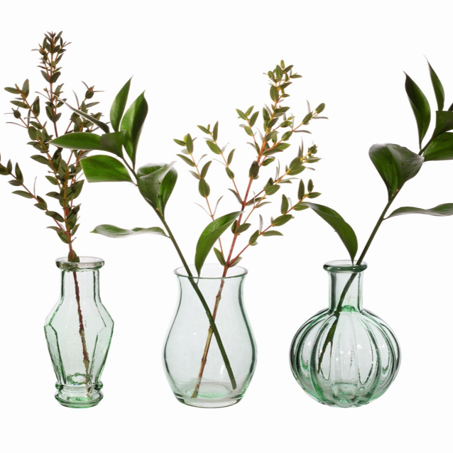 Glass bud vases (set of 3) - green