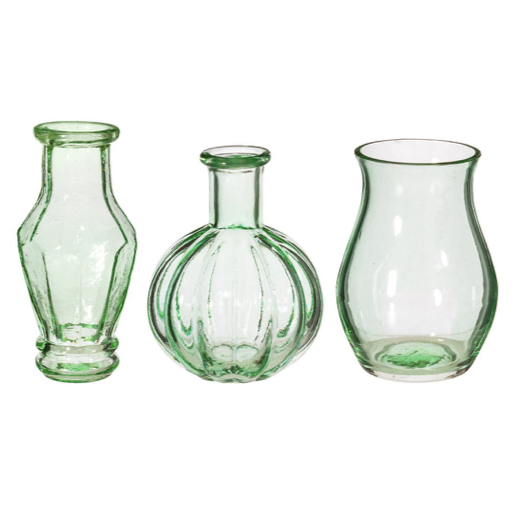 Glass bud vases (set of 3) - green