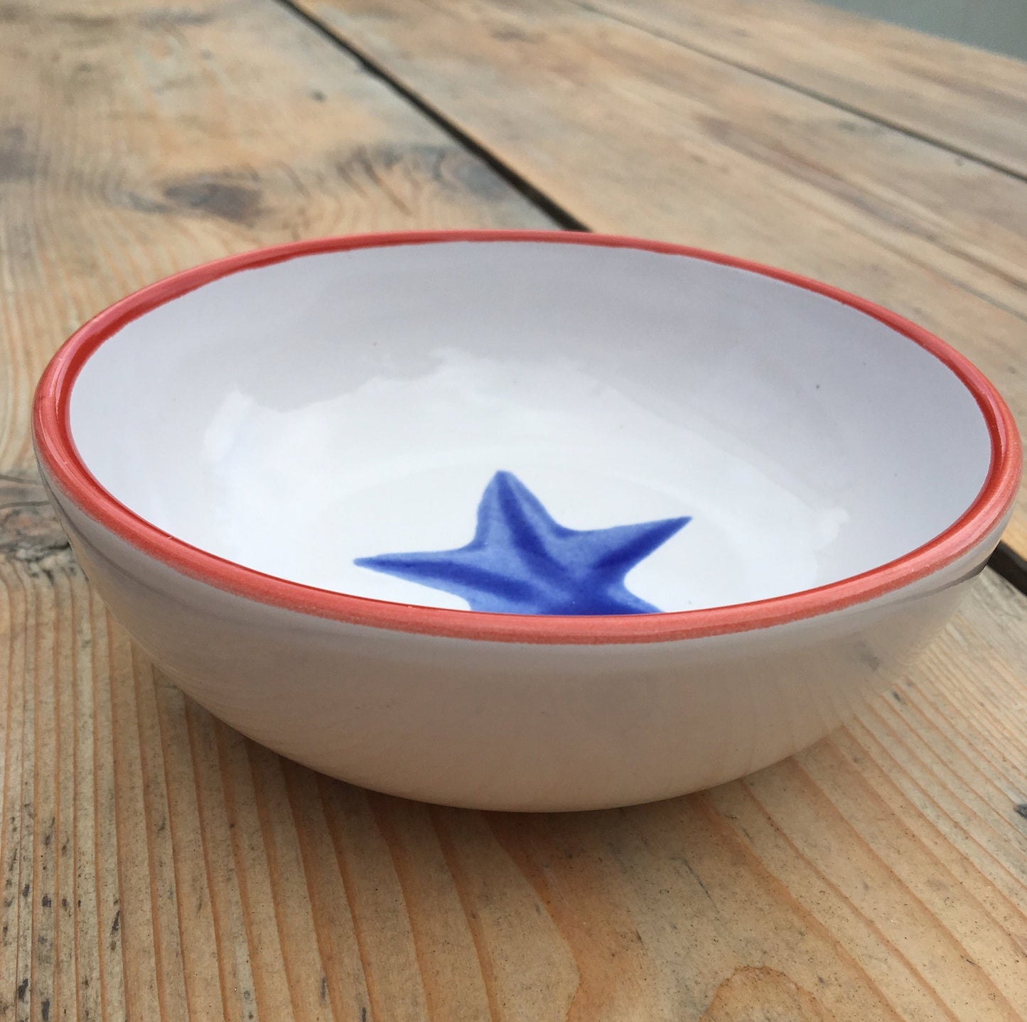 Ceramic children's bowl - red and blue