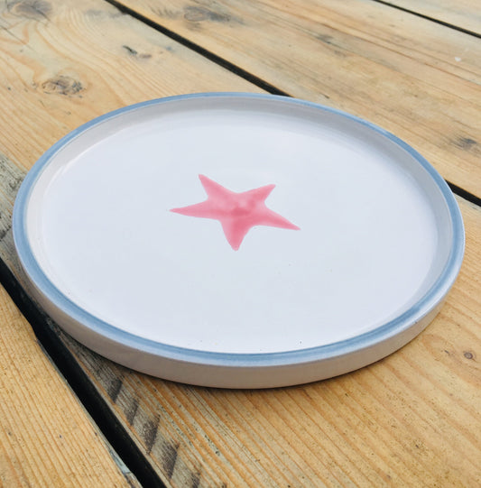 Ceramic children's plate - pink and grey