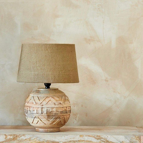 Mango wood lamp - round